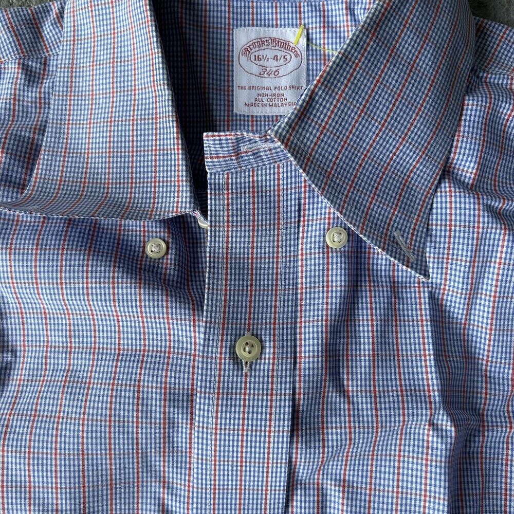 Brooks Brothers 346 Shirt 16.5 4/5 Men's Blue The Original Polo Shirt All Cotton - Picture 11 of 12